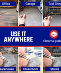 Collage showing telescoping magnetic pick up tool with scribe tip in various locations, illustrating versatility.