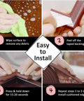 Easy installation steps for Top Shelf Baby Proofing Edge And Corner Guard Protectors Featuring Twenty Feet Of PreTaped Shock Absorbing Rubber Foam With Eight Thick Furniture Bumpers For No Sweat Toddler Safety And Quick Peel Off Cleanup.