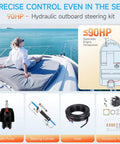 90HP Outboard Hydraulic Steering Kit With Hydraulic Cylinder Steering Pump And Nylon Hoses For Smooth Durable Marine Steering On Outboard Motors