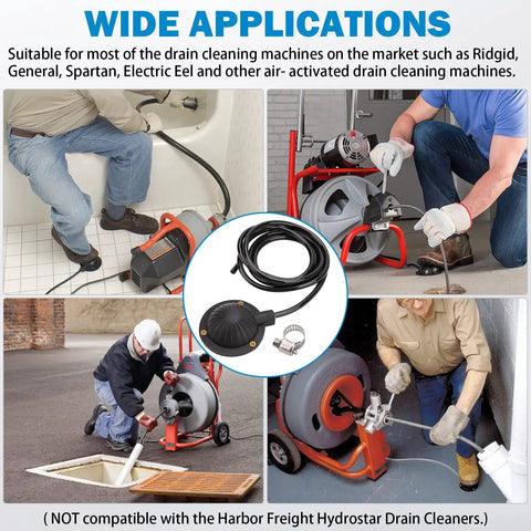 Various models using Heavy Duty Air Foot Pedal Switch With 8 Foot Hose For Air Activated Drain Cleaning Machines A Real Workhorse