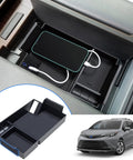 Console Organizer For Toyota Sienna 2021 2022 2023 2024 2025 2026, Armrest Center Tray with USB Cord Access and Coin Holder