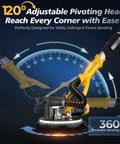 Pro Grade 880W Drywall Sander With Adjustable 5 Speed Settings And 1000 To 2100 Rpm Pure Copper Motor featuring 120° pivoting head for versatile sanding.