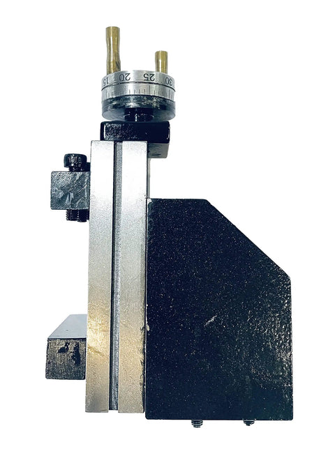 Dead Nuts Precision Machining Attachment For Small Lathes Featuring 90 By 50 Millimeter Slide Board and calibration dial side view.