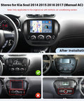 Installation of Android 15 Car Stereo Upgrade For Kia Soul 2014 2015 2016 2017 With 9 Inch Touchscreen in car dashboard.