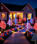 Outdoor Patriotic LED Flag Lights Kit, 9-Pack Solar American Flag Lights for Garden Pathway, Waterproof 54 LED Red White Blue Lights