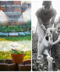 Pro Grade 150Pcs Drip Irrigation Emitters Kit With Micro Sprinkler Heads and Misting Sprayer Nozzles in use in a garden scene