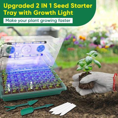 3 Pack Seed Starter Kit With Grow Light 120 Cell Seedling Tray Humidity Dome Indoor Grow Kit for seedlings in a garden