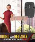 Speaker on 2 Pack Universal Speaker Stand Mounts With Heavy Duty Tripod Bases during presentation