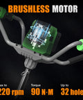 Brushless motor of 40V Brushless Cordless Auger Post Hole Digger with 8 Inch Bit 2 Speed And Reverse Delivers Beast Torque at 90 Nm