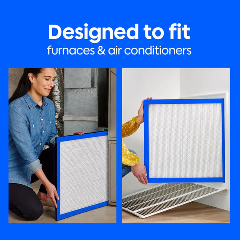 Person installing 4-Pack 16x20x1 Air Filter MERV 11 MPR 1000 For Allergens And Pet Dander in HVAC system