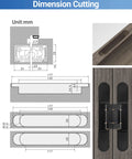 Heavy Duty Invisible Door Hinges Two Pack Slick Concealed Hardware With Rock Solid Copper Mount dimensions diagram with measurements.