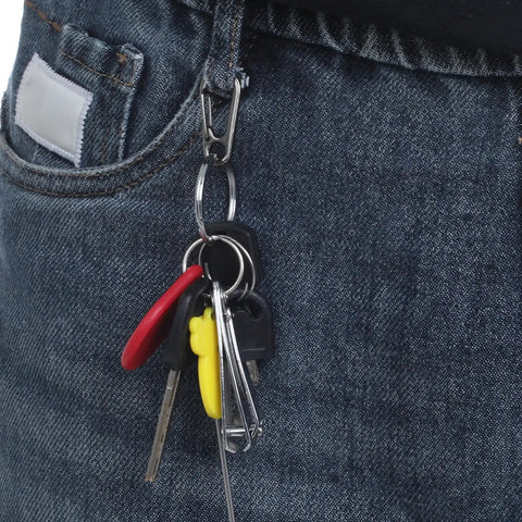 30 Pack Mini Carabiner Clips Keychain Snaps Durable Zinc Alloy Micro Carabiners With Clear Storage Box For Keys Gear Camping Outdoors Black Finish Great For Organizing attached to jeans with keys