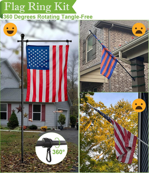 10Ft Garden Flag Pole Stand With 5 Prong Base For 3x5 American Flags in yard, showcasing stable freestanding setup