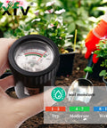 All In One Soil PH Tester And Moisture Light Meter With 11.6 Inch Probe No Battery Needed For Gardeners And DIYers Alike For Indoor Outdoor Plant Care in use.