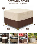 Square Patio Ottoman Cover Waterproof Outdoor Shield With Padded Handles Beefed Up Heavy Duty Fit For Small Beige Brown Ottomans