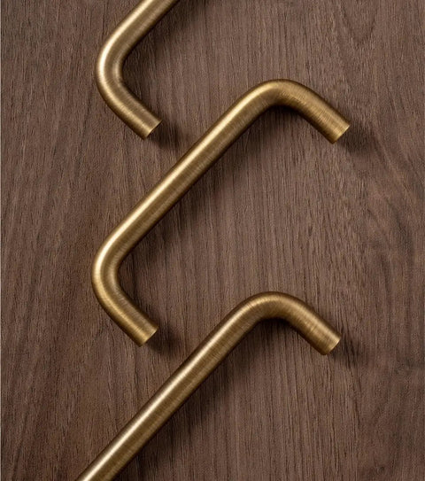 U Shaped Antique Brass Brushed Furniture Handle With Solid Shell Drawer Knob For Cabinets And Kitchen Cupboards Long Pull 320mm Pitch