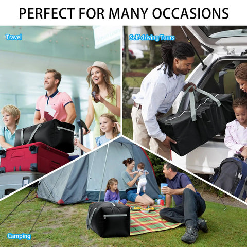 Foldable 75L Duffel Bag For Travel, Lightweight 30 Inch Carry On Alternative in airport, car, and camping settings