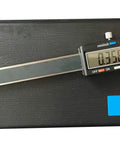 Depth Gauge Vernier Caliper 0 To 100mm With 85mm Measurement Surface And 10mm Thickness For Superior Stability Pro Grade Stainless Steel Pocket Caliper showcased on a black case
