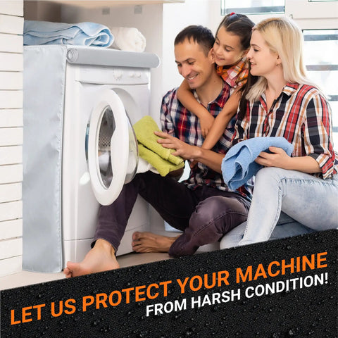 Family using washer with 2-Pack Washer And Dryer Covers For Top-Load And Front-Load Machines, All-Weather Waterproof Shield