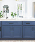 Blue kitchen cabinets with 30 Pack Matte Black Cabinet Handles And Dresser Pulls 8 13/16 Inch Length With 6 1/4 Inch Center To Center Holes
