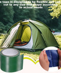 Tent Repair Tape Waterproof Nylon Adhesive Patch with green roll, ideal for quick fix on camping tent and fabric repair.