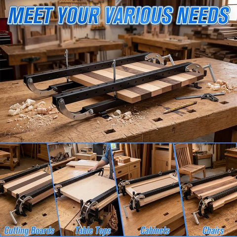 Two Pack 24 Inch Panel Bar Clamps For Woodworking, Adjustable 1/4 To 3 Inch Thick Panels, 24 Inch Wide Jaws, Heavy Duty Carbon Steel With Powder Coat Finish, Quick Secure Grip, Great For Cabinets And Door Panels on wood glue-up