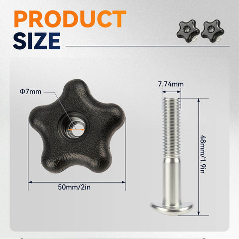 Top Grip Handle Knob And Bolt Washer Kit For Toro Mowers Snowblowers Replaces 922260, 1064161 And 1073844 Locking Screws Perfect Fix For Folding Handles On Powerlite Models 38584 And 38583, black 50mm knob and 48mm bolt