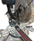 Custom 3D Printed Dust Collection Attachment For 12 Inch Glide GCM12SD Miter Saw That Delivers Dust Busting Power Easy Install Universal Fit Durable Black Finish attached to saw.
