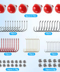 80 Piece Beginner Fishing Tackle Kit With Bobbers Hooks Sinkers And Weights In A Handy Portable Tackle Box For Freshwater And Saltwater Fishin And Trout Bass Panfish Catfish showing bobbers, hooks, and weights