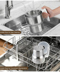 All In One Milk Frother And Steamer With Detachable Base Automatic Warm And Cold Foam Maker being cleaned in sink and dishwasher