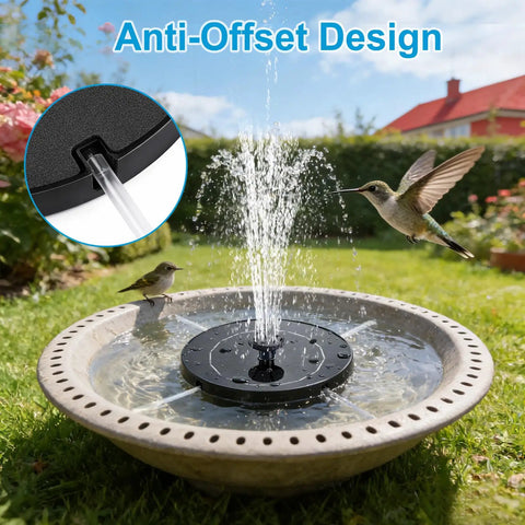 Floating Solar Fountain With 3.5W Panel Six Spray Nozzles And Four Fixed Rods Auto On In Direct Sunlight No Power Cord Needed in bird bath