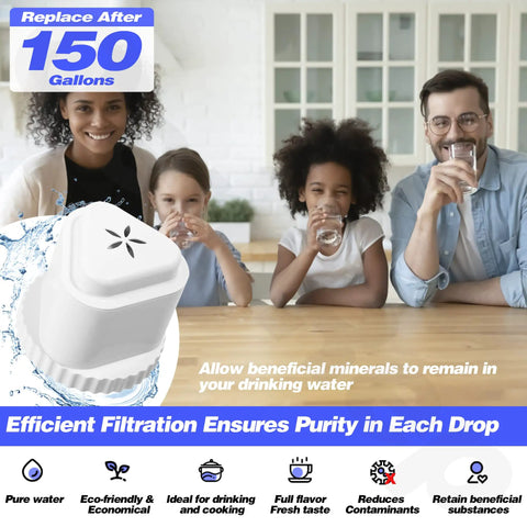 Family enjoying pure water from 4 Pack Replacement Filter For Water Filter Pitcher Compatible With Aquagear And Seychelle BPA Free