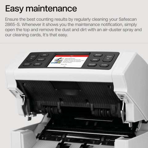 Open view of Fast Money Counter Machine With Counterfeit Detection And Mix Currency Sorting, control panel and interior visible