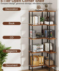 Top Notch 5 Tier L Shaped Corner Bookshelf 60 Inch Tall Modern Shelving Unit For Home Office Wall Storage Organizer And Display Rack Easy Install Design That Is A Total Game Changer For Your House Digs with books, magazines, and decor.