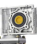 Close-up of Beefy Worm Gear Motor With Speed Controller 110V 370W, showing gearbox detailing, for industrial projects.