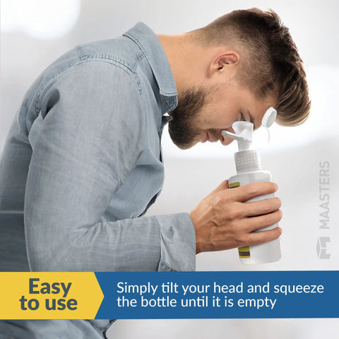 Man using BPA Free Portable Eye Wash Station With Mirror, Grab And Go Ready, OSHA Approved, Wall Mounted First Aid Eye Wash Kit