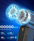 Electric Portable Air Duster With Brushless Motor 200000 RPM Peak 58 Meters Per Second Wind Stepless Speed Pro Level