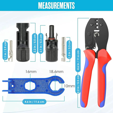 Solar Wire Connectors Kit With Crimping Tool And Disconnect Tool 51 Piece PV Kit Includes connector measurements
