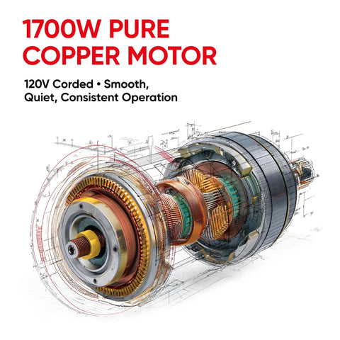Diagram of 1700W pure copper motor for PEResQ 1 Inch Rebar Cutter Electric Hydraulic Steel Bar Shear.