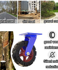 Heavy Duty 4 Pack Caster Wheels With Brakes 360 Degree Swivel No Noise Steel Plate Rubber Wheels 10 Inch