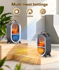 Portable Electric Fireplace Heater For Indoor Use With 1500W High And 750W Low Settings Realistic 3D Flame Thermostat Carry Handle Overheat And Tip Over Protection All Season Cozy Space Heater For Home Office Bedroom Desk Black on steps with heat emitted.
