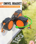 Heavy Duty Auto Rewind Garden Hose Reel With 1/2 Inch By 100 Feet 2 In 1 Wall Mount And Portable Design showing 180 degree swivel bracket