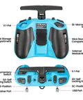Back view of blue Pocket ELRS Remote Controller With Portable Hall Gimbal EdgeTX 2.10.5 Transmitter With LED Light For FPV Drones