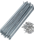 Pro Grade Bombproof Bicycle Wheel Spokes 48 Pack 10G Thread 215mm Carbon Steel Galvanized Heavy Duty Silver Bike Spare Parts on display.