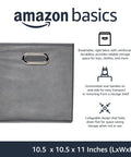 Collapsible Fabric Storage Cubes With Easy Grab Handles Space Saving Organizer Bins For Home Or Office 6 Pack Light Grey 10.5 X 10.5 X 11 Inches Durable Lightweight Build For Quick Stacking And Easy Transport showing front view with handle on display