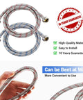 4 Ft Burst Proof Stainless Steel Washing Machine Hoses, 2 Pack with Three Quarter Inch Fittings, red and blue striped