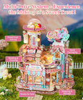 Candy Workshop 3D Wooden Puzzle Kit for Adults With Mechanical Transmission miniature house with candy-making process in pink theme