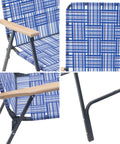 Built To Last Folding Patio And Lawn Chairs Set With Steel Frame Blue Woven Fabric And Real Wood Armrests Full Size Outdoor Chairs For Backyard Camping Or Events Heavy Duty Rust Resistant Build Pack Of 2 detail