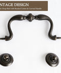 Oil Rubbed Bronze Drop Bail Drawer Pulls 4 Pack 4 Inch Center To Center Colonial Style Cabinet Handles with Traditional Bead Center