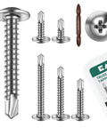 Built Tough 145 Piece Self Tapping Screw Assortment Kit featuring Truss Head 410 stainless steel screws and matched drill bits.